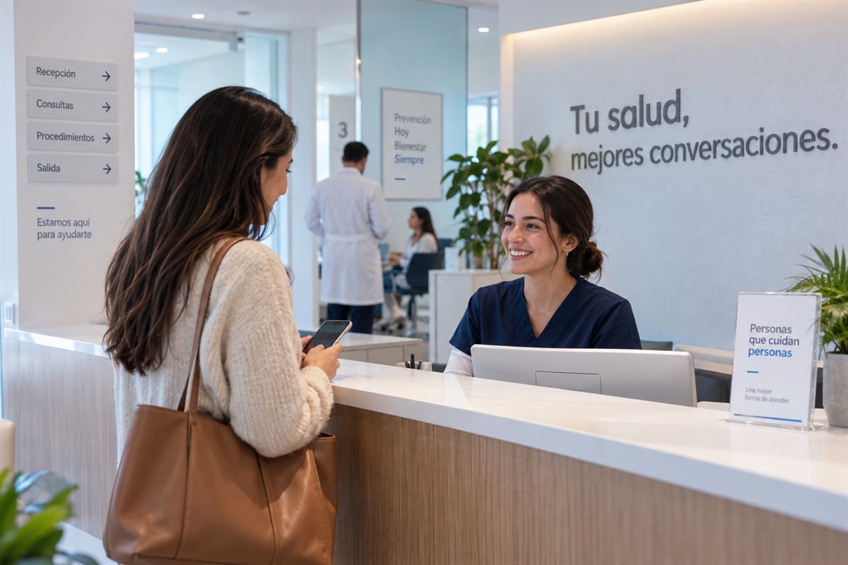 Recepción de un centro médico y profesional de salud